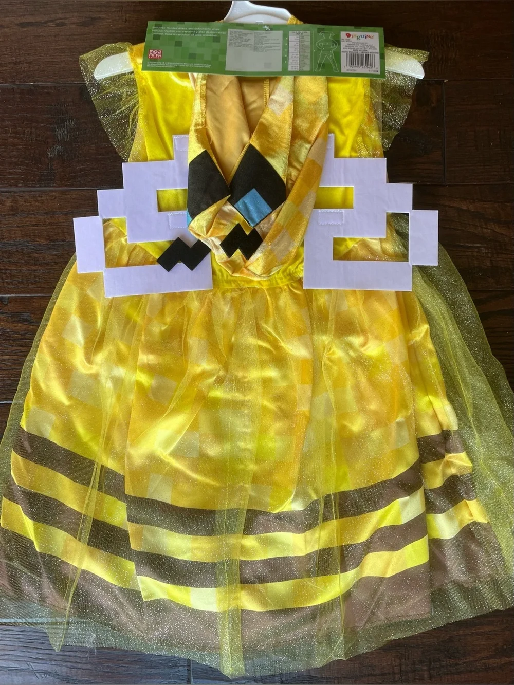 Disguise Minecraft Bee Girls Yellow Dress Costume with Brown Accents - Picture 4 of 6